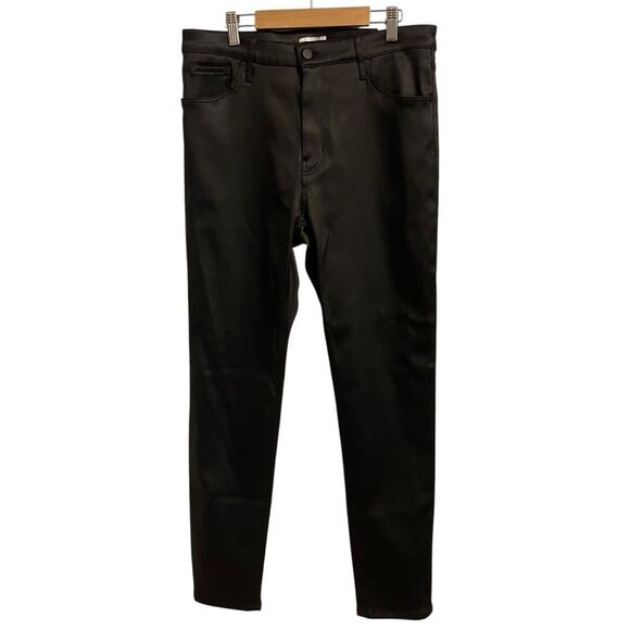 H&M Black Skinny High Waisted Stretch Satin Pants Size 14 NWT - Picture 1 of 6